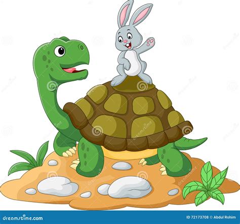 Cartoon turtle and rabbit stock vector. Illustration of slow - 72173708