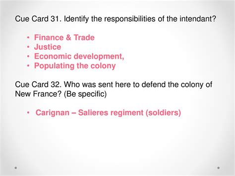 CUE CARD QUESTIONS New France from - ppt download