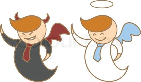 Cartoon character of angel and devil | Stock vector | Colourbox