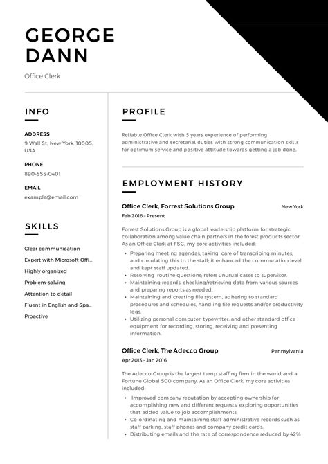 33+ Office clerk resume examples That You Should Know