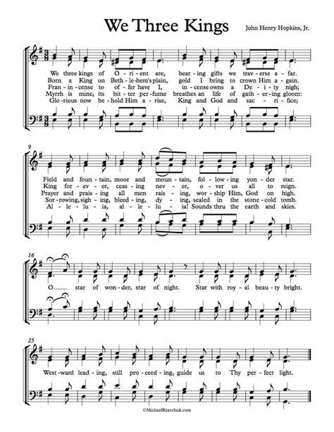 Free Choir Sheet Music - We Three Kings - Key of D Minor, E Minor and F Minor. Enjoy! | We three ...