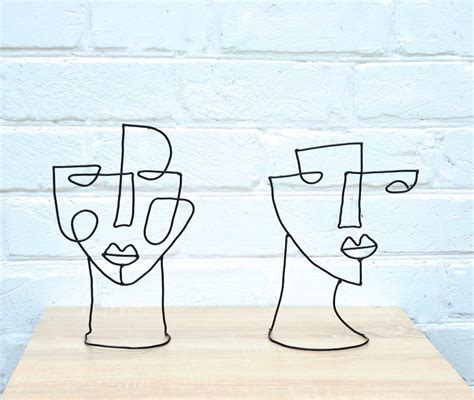 12 Abstract Face Wire sculpture Geometric art Wire art | Etsy