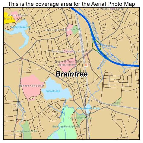 Aerial Photography Map of Braintree, MA Massachusetts