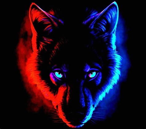 Download Red And Blue Wolf Art Wallpaper | Wallpapers.com | Wolf with ...