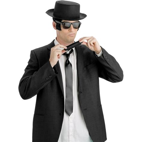 Adult Blues Man Blues Brother Hat Harmonica And Tie Costume Accessory Kit - Walmart.com ...