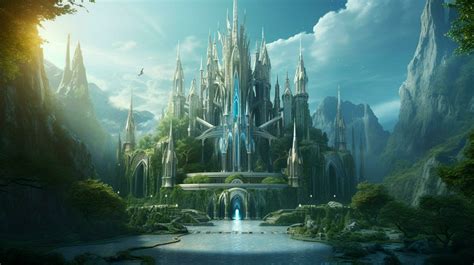 A futuristic elven castle in a magical forest 30656976 Stock Photo at Vecteezy