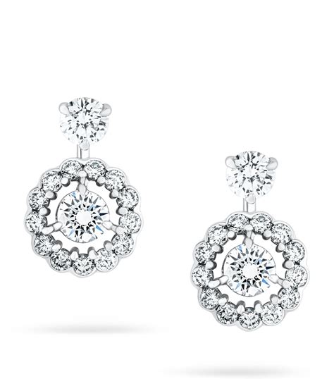David Morris White Gold And Diamond Elizabeth Drop Earrings | Harrods UK