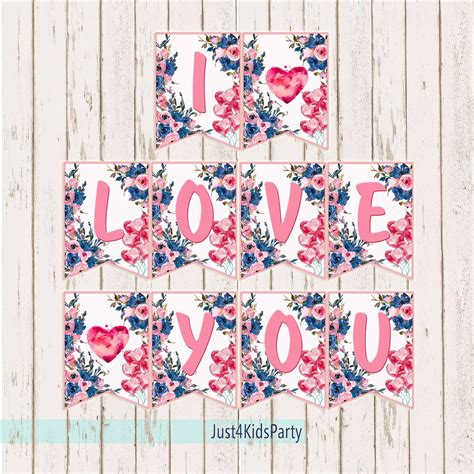 I LOVE YOU Banner. Printable Love Banner. St. Valentine. DIY | Etsy