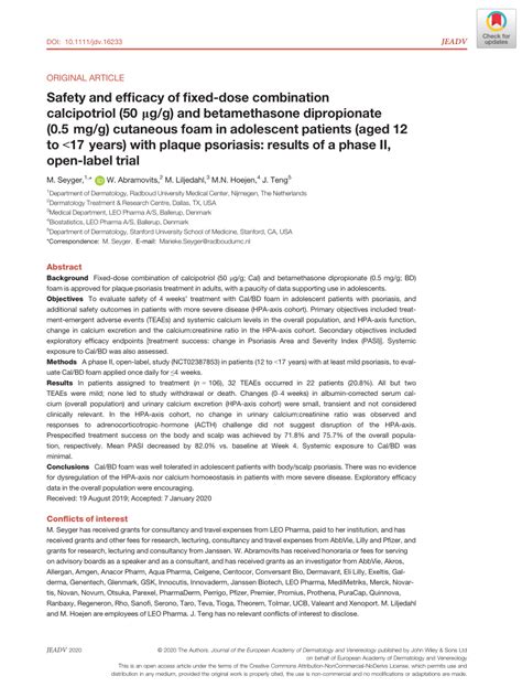 (PDF) Safety and efficacy of fixed-dose combination calcipotriol (50 μg ...