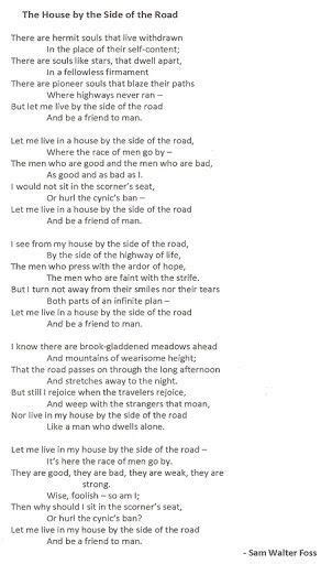 poem of Id love to live in a house by the dide if the road - Yahoo Search Results