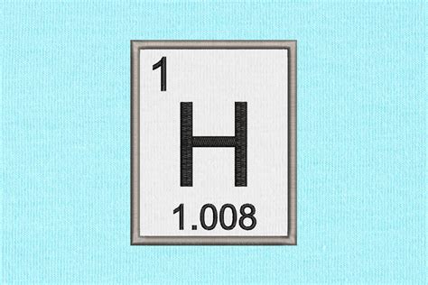 Periodic Table Element 1 H Hydrogen Applique Embroidery (201730 ...