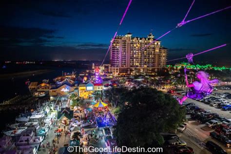 Harborwalk Village Zip Line, Free Fall, and Fireworks Photos and Information - The Good Life Destin