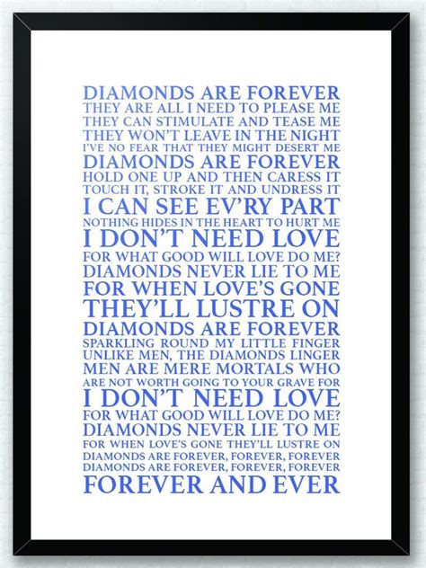 Diamond Are Forever Shirley Bassey Lyrics Song Lyrics | Etsy | Shirley bassey, Lyrics, Songs