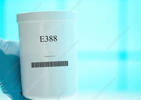 Container of the food additive E388 - Stock Image - F036/8437 - Science Photo Library