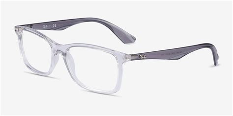 Ray-Ban RB7047 - Rectangle Clear & Gray Frame Eyeglasses | EyeBuyDirect