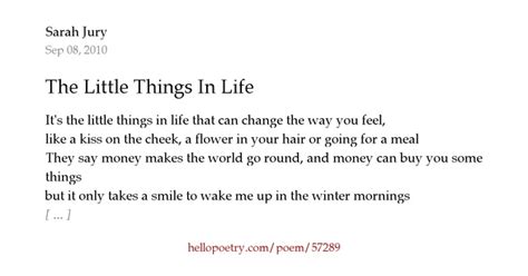 The Little Things In Life by Sarah Jury - Hello Poetry