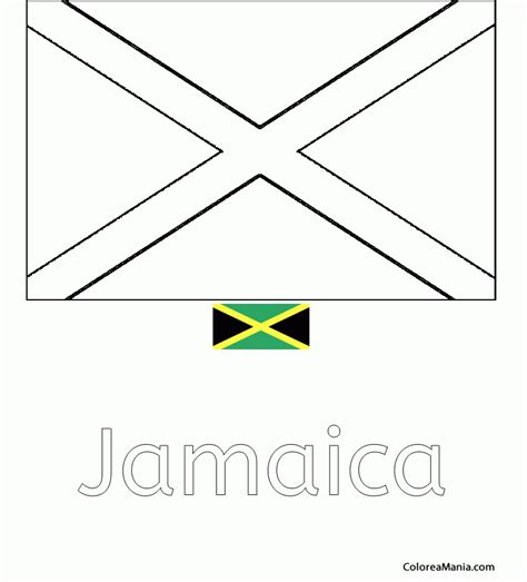 Colorear Jamaica. Jamaïque (Banderas de paises), dibujo para colorear ...