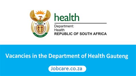 Vacancies in the Department of Health Gauteng - Jobcare