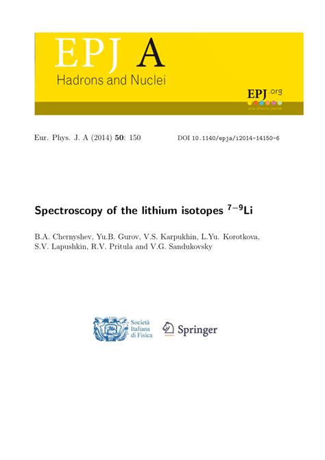 (PDF) Spectroscopy of the lithium isotopes 7-9Li