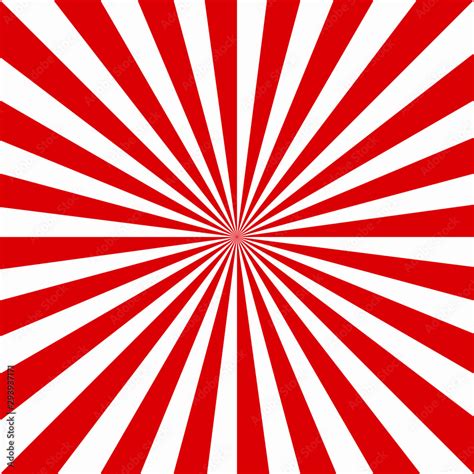 Red & white sunburst background. Vector striped seamless pattern with diagonal concentric lines ...