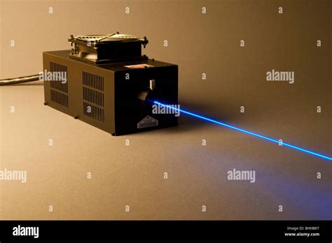 argon ion gas laser producing blue 488nm wavelength beam Stock Photo - Alamy