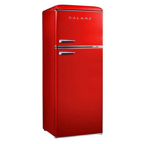 Galanz 7.6 cu.ft. Retro Mini Refrigerator with Dual Door and True Freezer in Red-BCD-215V-62H ...