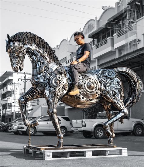 Horse life size scrap metal sculpture. upcycle metal artwork | Metal ...