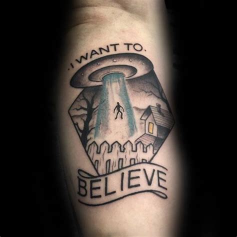 50 I Want To Believe Tattoo Designs For Men - X-Files Alien Ink Ideas