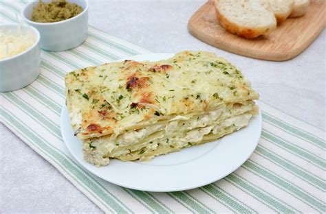 Easy Creamy Baked Pesto Chicken Lasagna Family Recipe