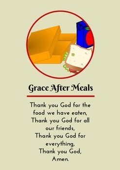 Grace After Meals - Prayer card / Poster by Progress in Primary | TpT