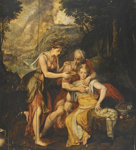 Lot and his Daughters Painting by Follower of Frans Floris | Pixels