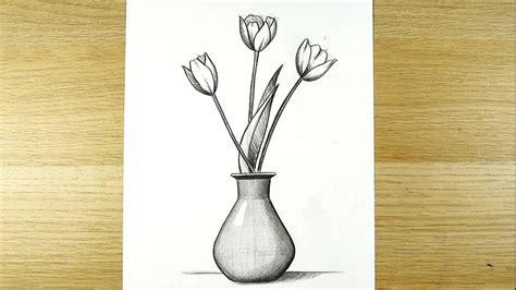 how to draw a flower | flower pot drawing | still life drawing | رسم ...