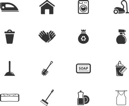 Cleaning Service Simply Icons Pictogram Set House Vector, Pictogram, Set, House PNG and Vector ...