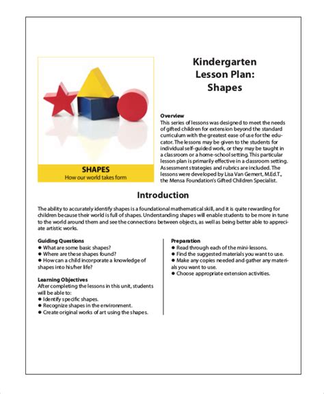 FREE 8+ Sample Kindergarten Lesson Plan Templates in PDF | MS Word