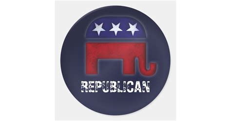 Republican elephant logo classic round sticker | Zazzle