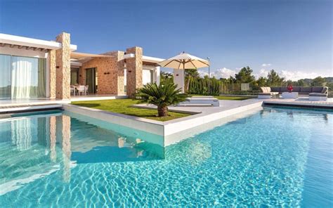 Download wallpapers luxury villa, exterior, swimming pool, courtyard, Ibiza for desktop free ...