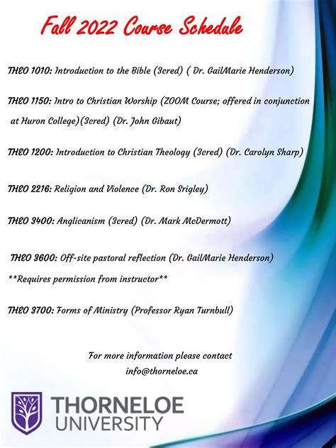 Theology Courses for 2022-2023 - Thorneloe University