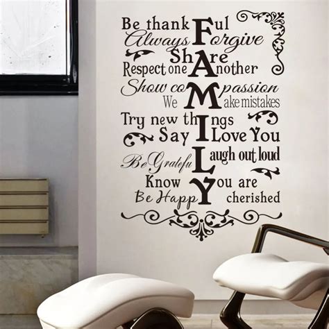 Creative Family Rules quote home declas wall stickers removable ...