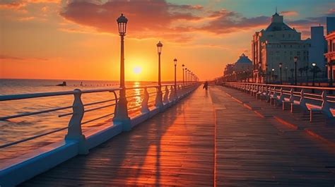 Premium AI Image | a sunset on the pier