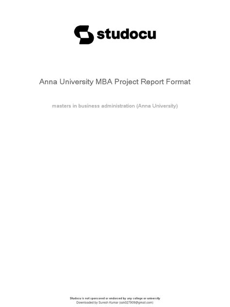 Anna University Mba Project Report Format | PDF | Survey Methodology ...