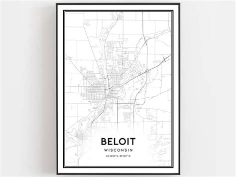 Beloit Map Print Beloit Map Poster Wall Art Wi City Map - Etsy