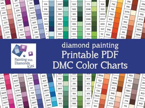 PRINTABLE PDF DMC Color Charts Diamond Painting Drill Color Card Painting With Diamonds Kits ...