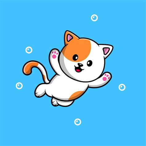 Premium Vector | Cute Cat Swimming Cartoon Vector Icon Illustration