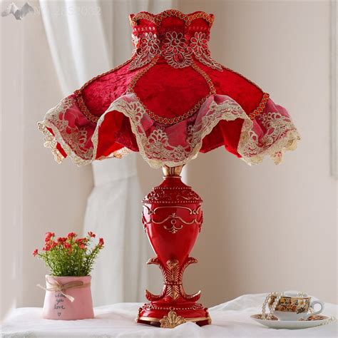 European Red led table lamp resin desk lights bedroom bedside lamp Wedding celebration gifts ...