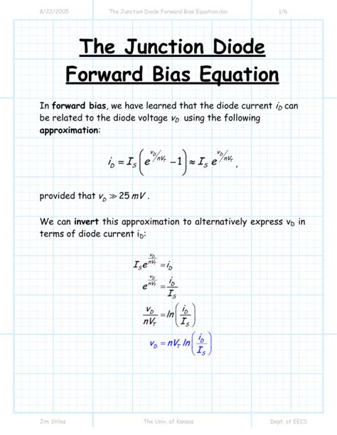 The Junction Diode Forward Bias Equation