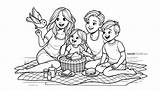 Family Picnic Adventure Coloring Page  Free Unique Printable sketch template
