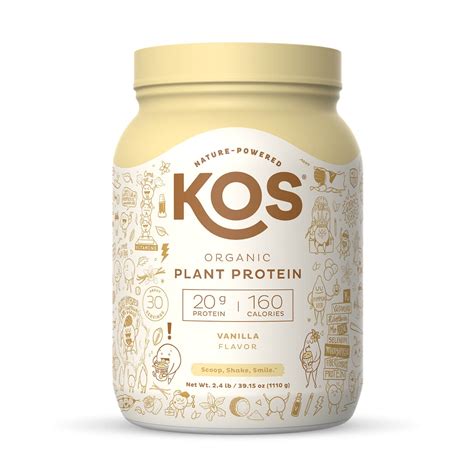 Buy KOS Organic Plant Based Protein Powder, Vanilla, 20g Protein, 2.4lb ...