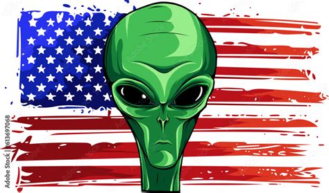 vector illustration of alien head face with american flag Stock Vector | Adobe Stock