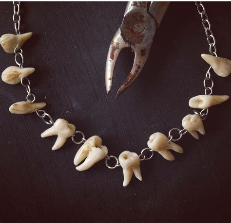 Gothic Teeth Necklace, Human Tooth on Silver Chain, Handmade Molars, Oddities Curiosities, Goth ...