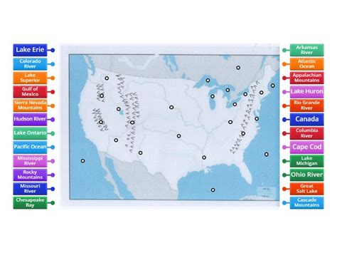 United States Physical Features Map - Labelled diagram